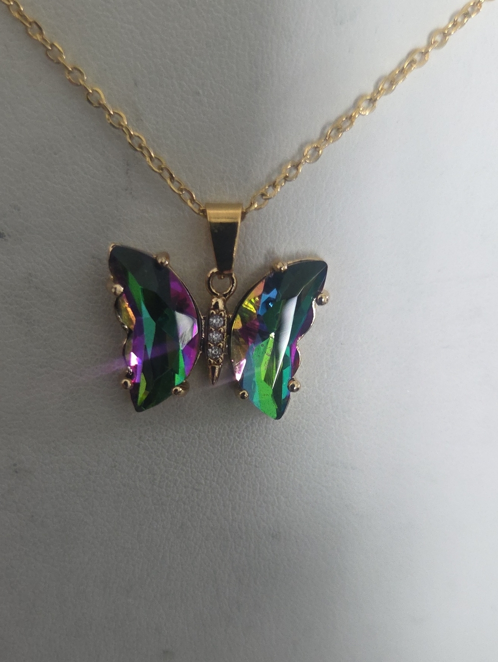 Oil Spill Butterfly Necklace NWT